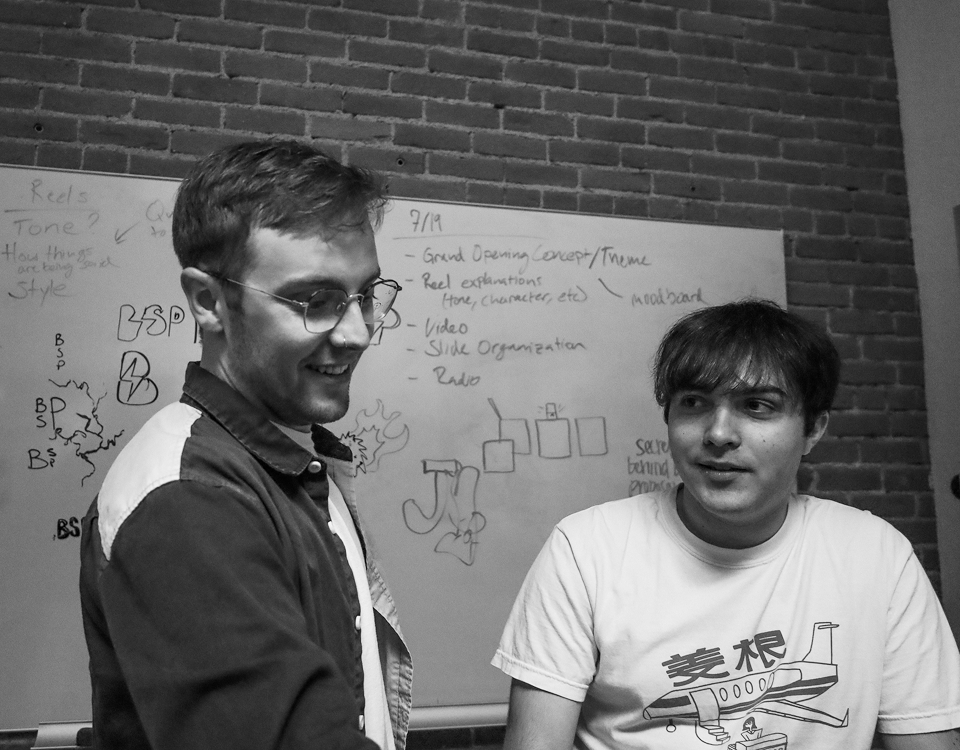 Interns collaborating on a project